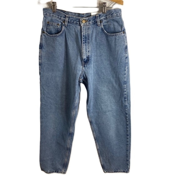 Vintage Eddie Bauer High Rise Mom Jeans 12 Petite 90s Blue Denim - Picture 1 of 6